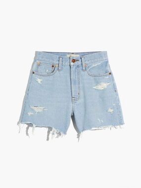 Madewell Light Blue Distressed High-Rise Denim Shorts